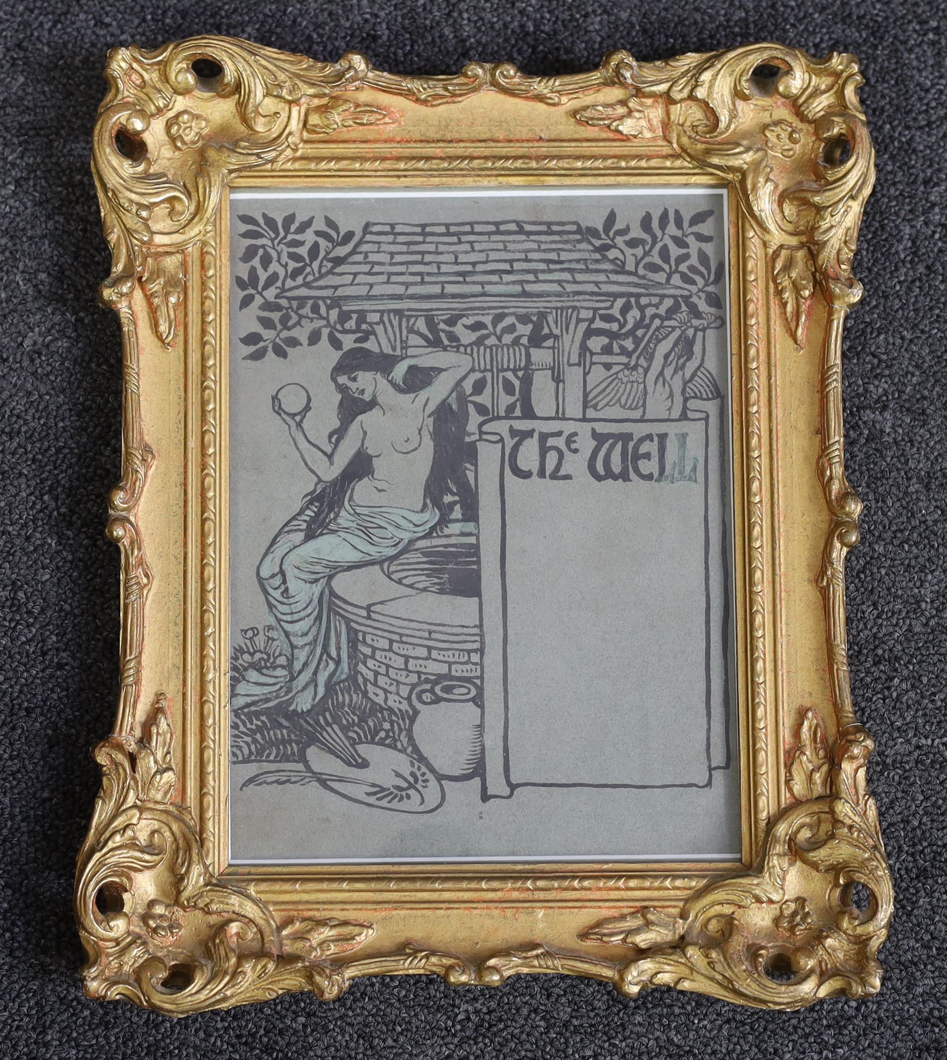 Follower of Walter Crane RWS (1845-1915), ink and watercolour on grey paper, frontispiece for The Well of Loneliness by Radclyffe Hall, inscribed verso, 22 x 16.5cm